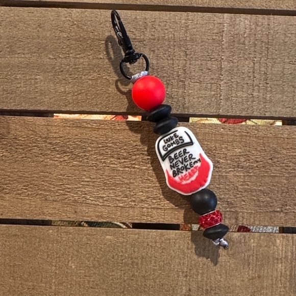 Other - Red and Black Keychain with Beads